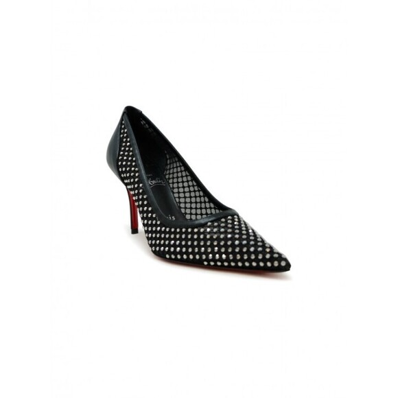 Christian Louboutin Black Strass Mesh Leather Apostropha 80 Pumps - NWT - Picture 2 of 3